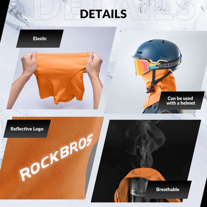 Orange thermal balaclava ski mask with face opening and hood coverage.