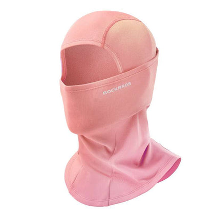 Pink thermal balaclava ski mask, smooth fleece hood with face opening