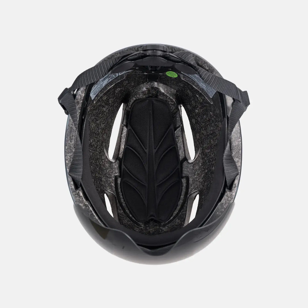 Black bike helmet interior padding with adjustable head straps
