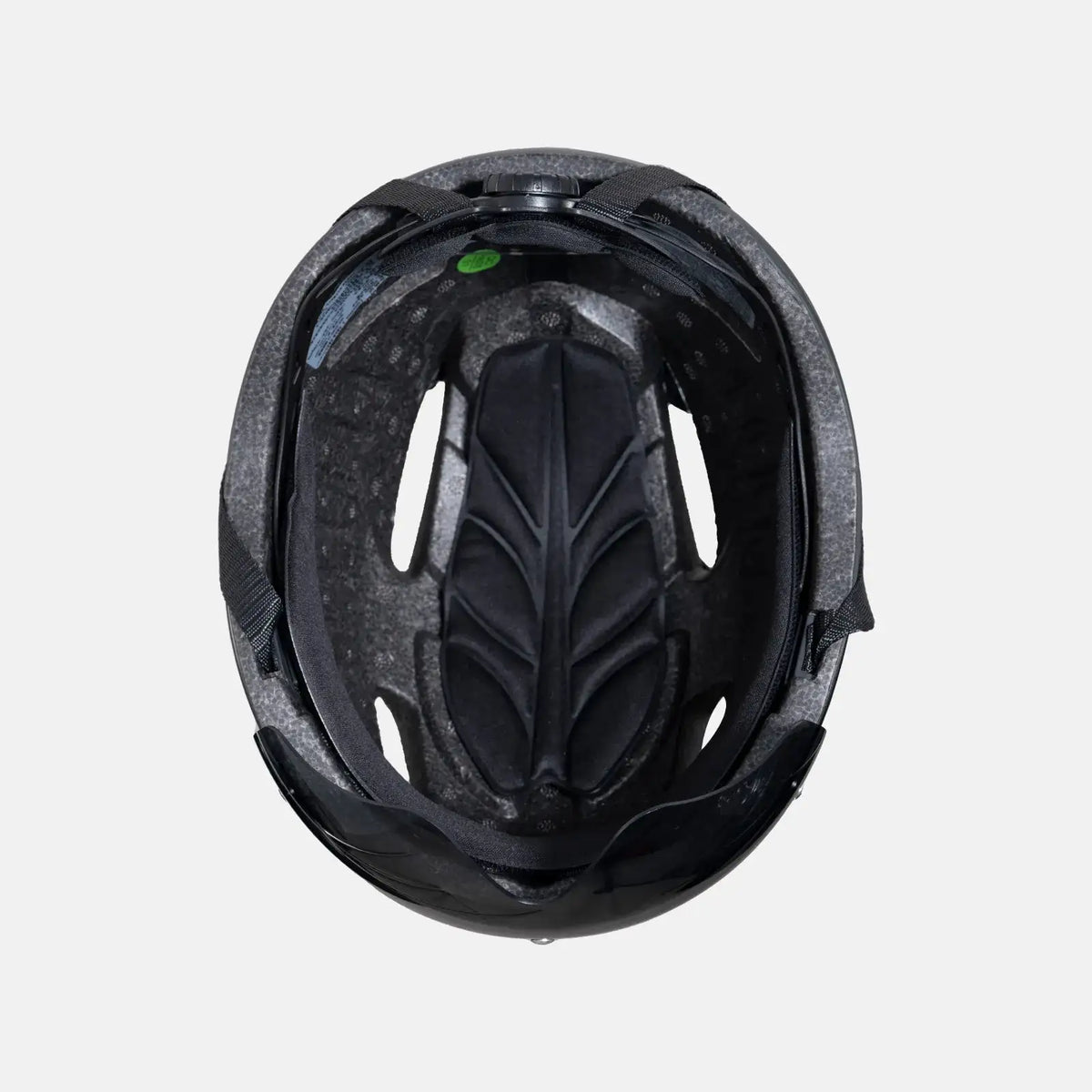 Black cycling helmet with rear shell vents and attached magnetic face shield.