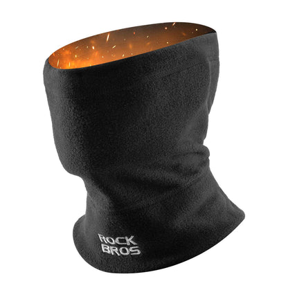 Black fleece neck warmer and ski mask with ROCKBROS logo on front