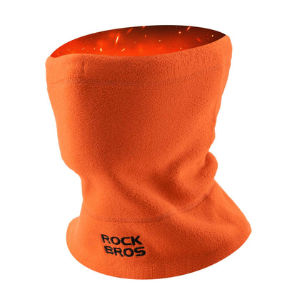 Orange fleece neck warmer and ski mask with ROCKBROS logo on front