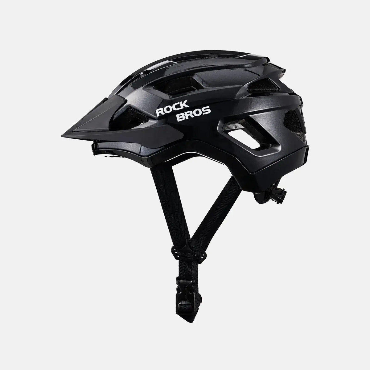 Black youth bike helmet with side vents and adjustable chin straps