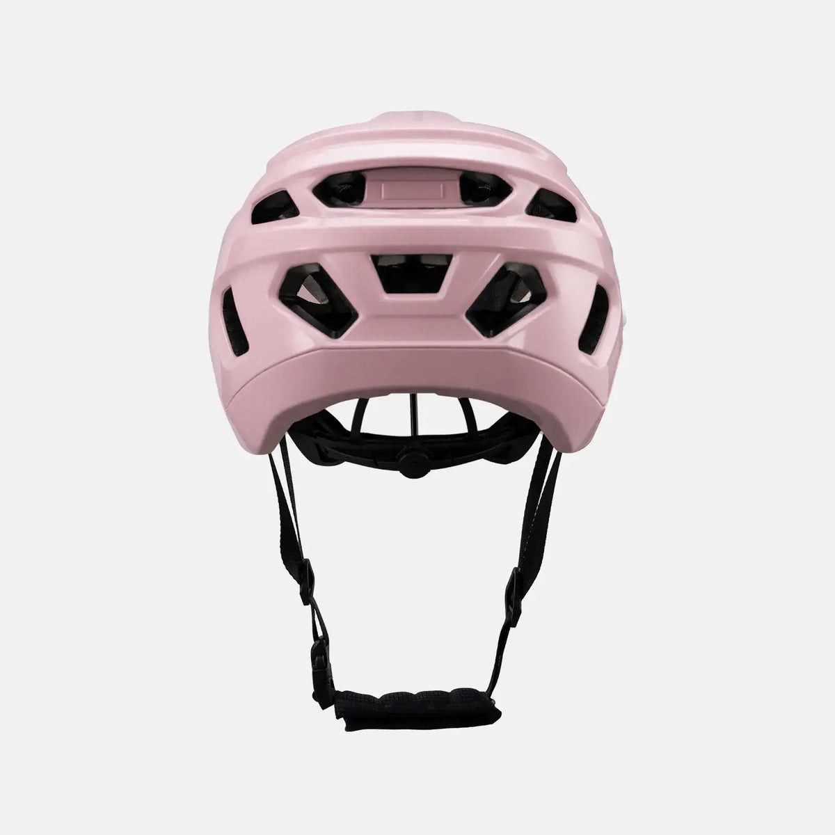 Youth bike helmet, pink with rear opening and adjustable chin straps