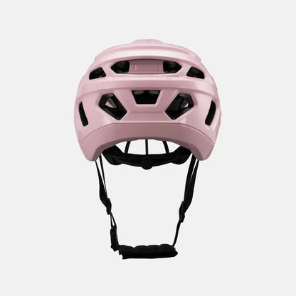Youth bike helmet, pink with rear opening and adjustable chin straps