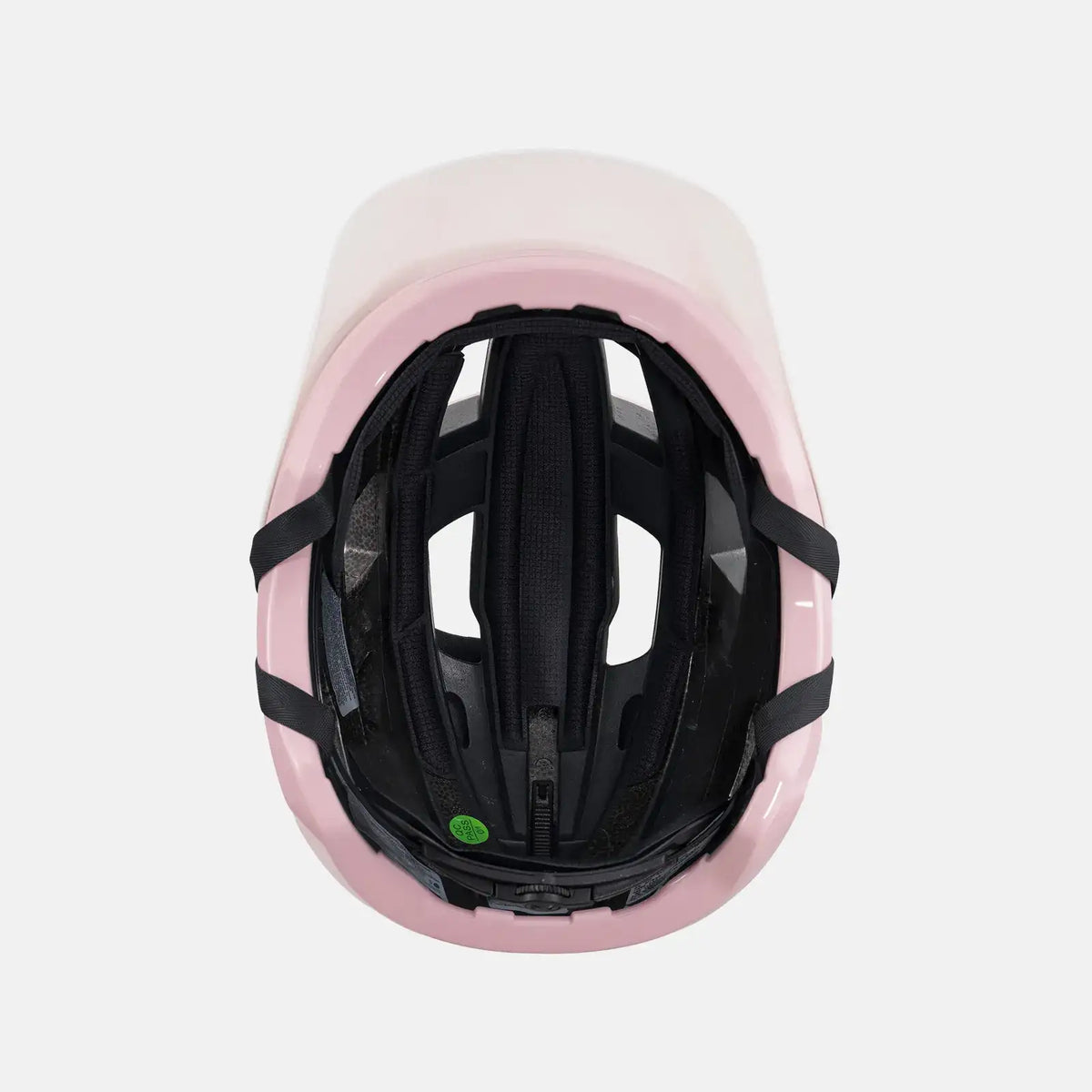 Youth bike helmet, pink interior padding and strap buckles
