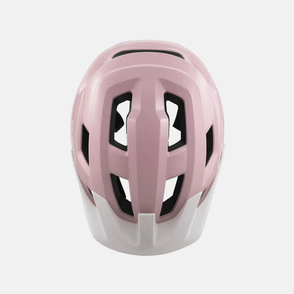 Youth bike helmet, pink top shell with large vent cutouts