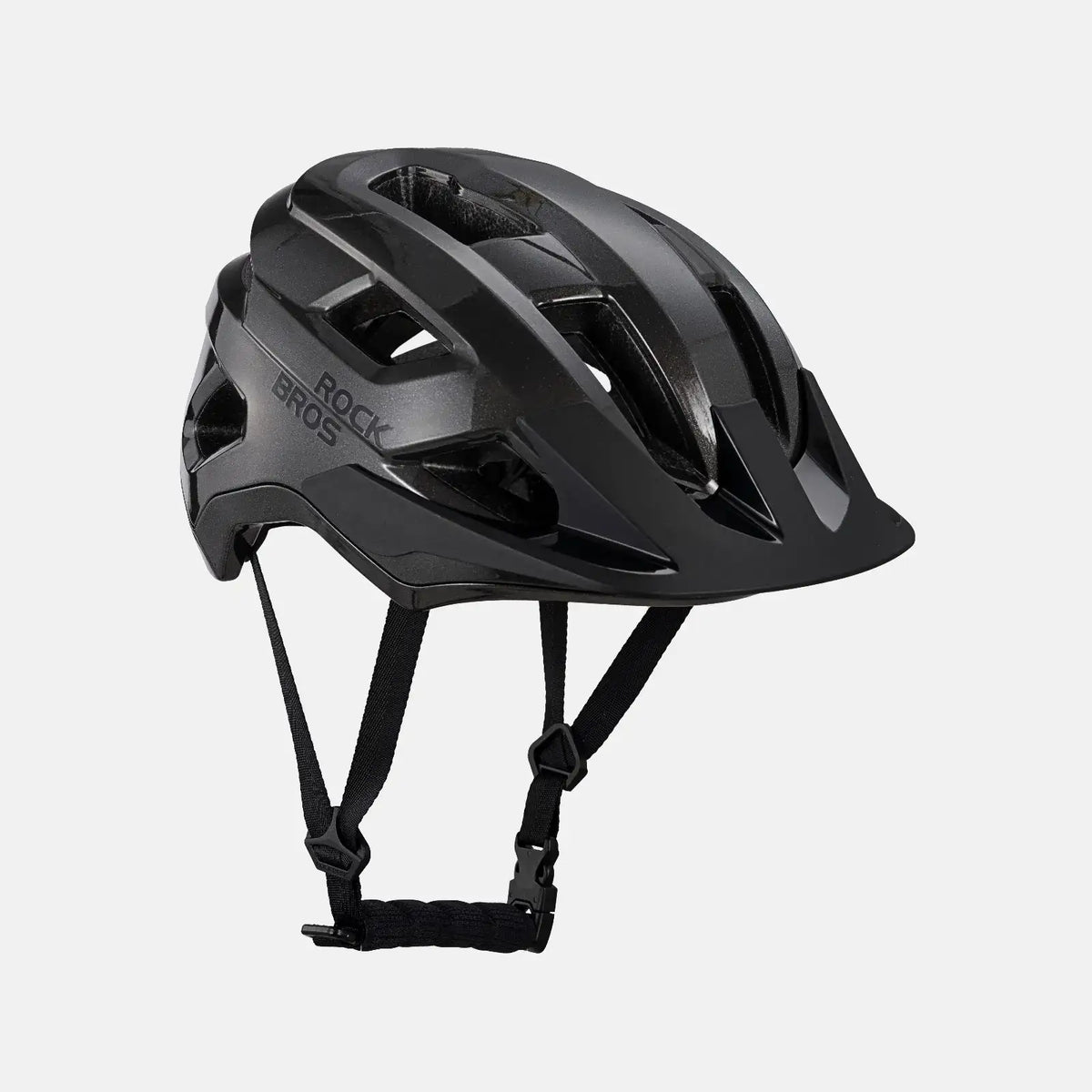 Youth bike helmet, black top shell with multiple vent channels
