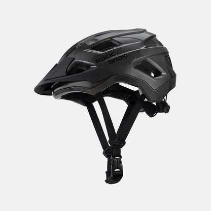 Youth bike helmet, black with vented shell and adjustable chin straps