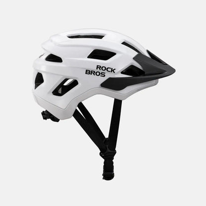 White youth bike helmet with black accents and vented shell, side view