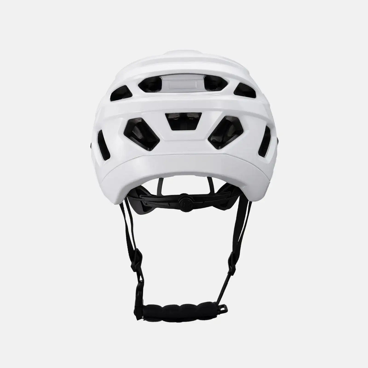 White youth bike helmet front view with vented shell and adjustable fit straps