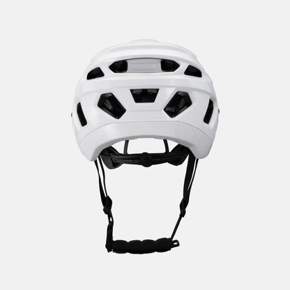 White youth bike helmet front view with vented shell and adjustable fit straps