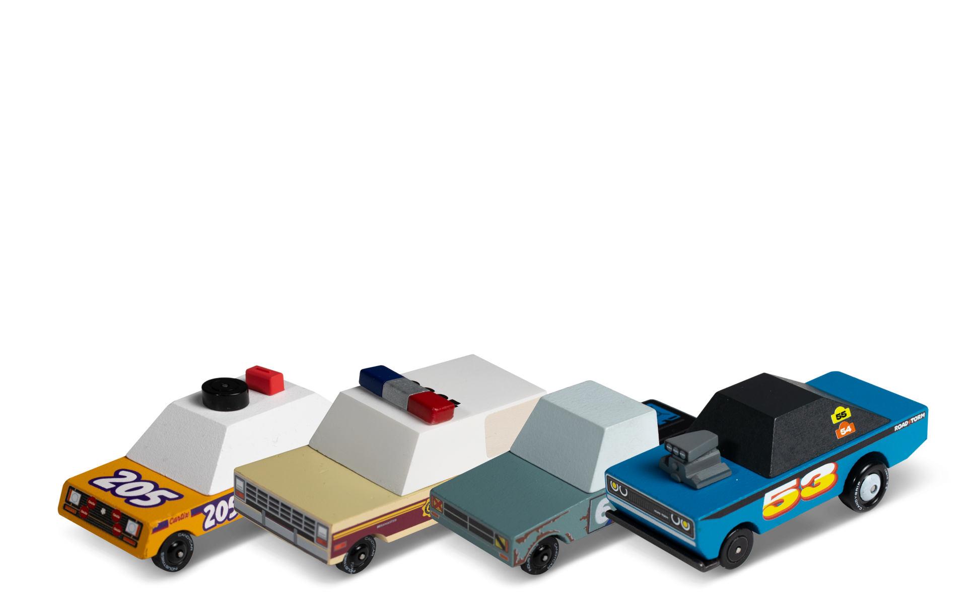Rust Patrol 4-Pack | Candylab CANDYCAR TOONS | Wooden & Diecast Toy Cars | Ages 3+ | Collectible Bundle - Niksstuff