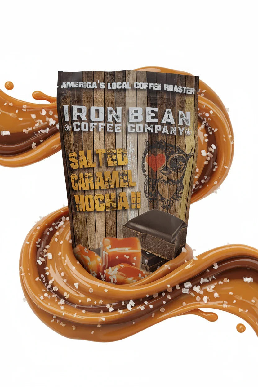 Salted Caramel Mocha Flavored Coffee | 12oz | Medium Roast | Whole Bean or Drip Grind | Iron Bean Coffee Company - Niksstuff