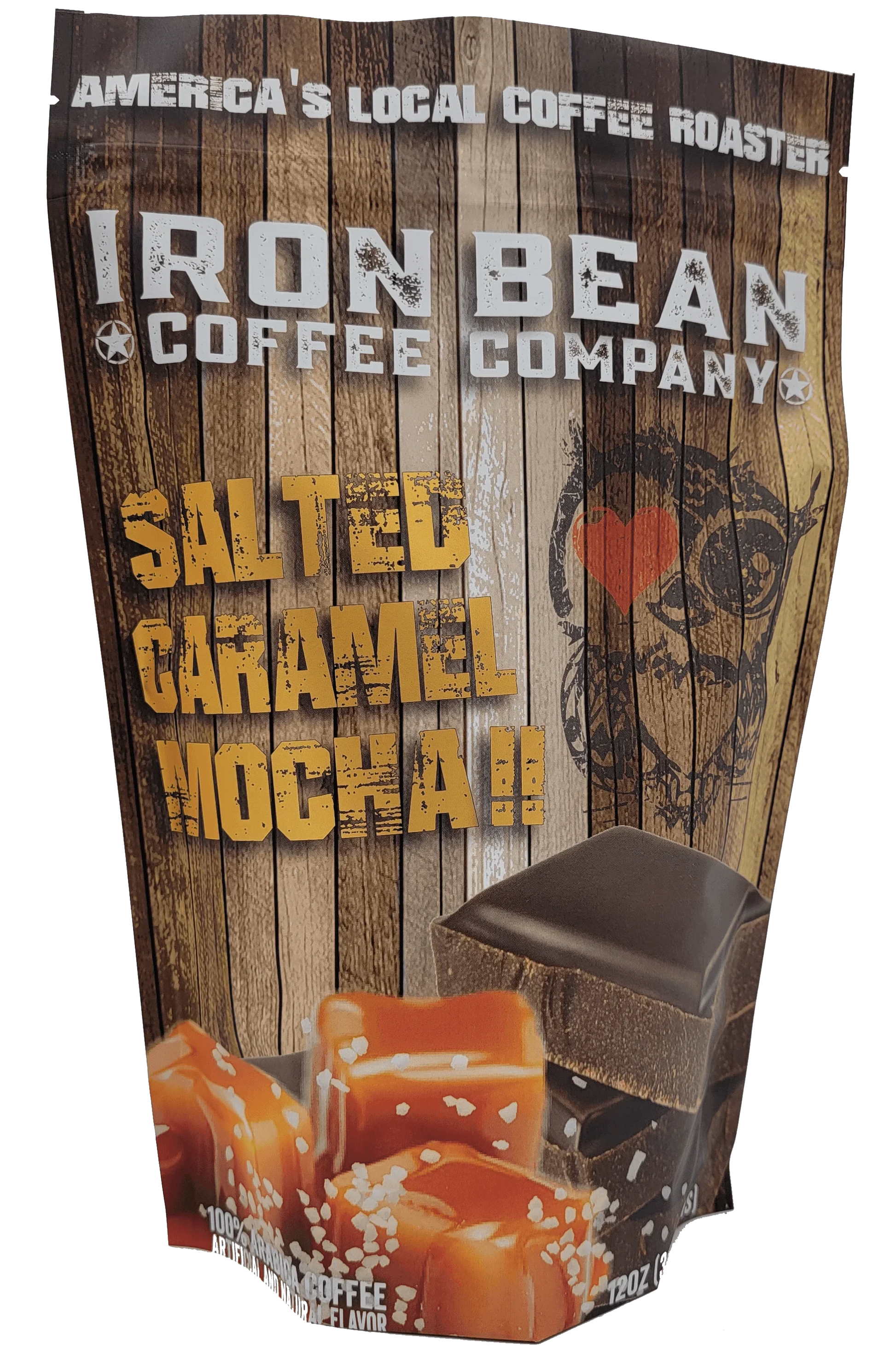 Salted Caramel Mocha Flavored Coffee | 12oz | Medium Roast | Whole Bean or Drip Grind | Iron Bean Coffee Company - Niksstuff