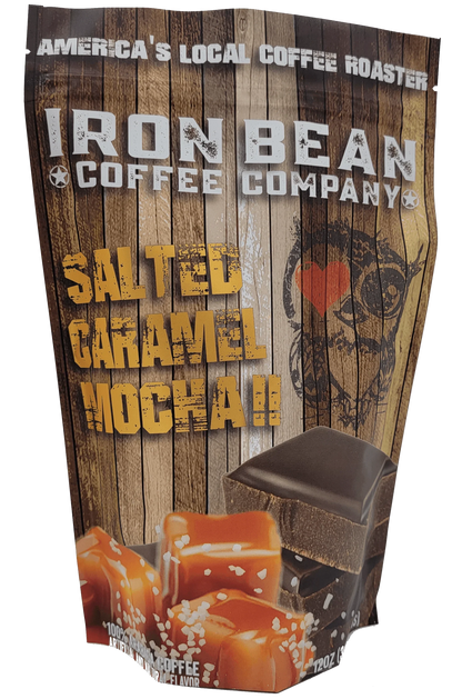 Salted Caramel Mocha Flavored Coffee | 12oz | Medium Roast | Whole Bean or Drip Grind | Iron Bean Coffee Company - Niksstuff