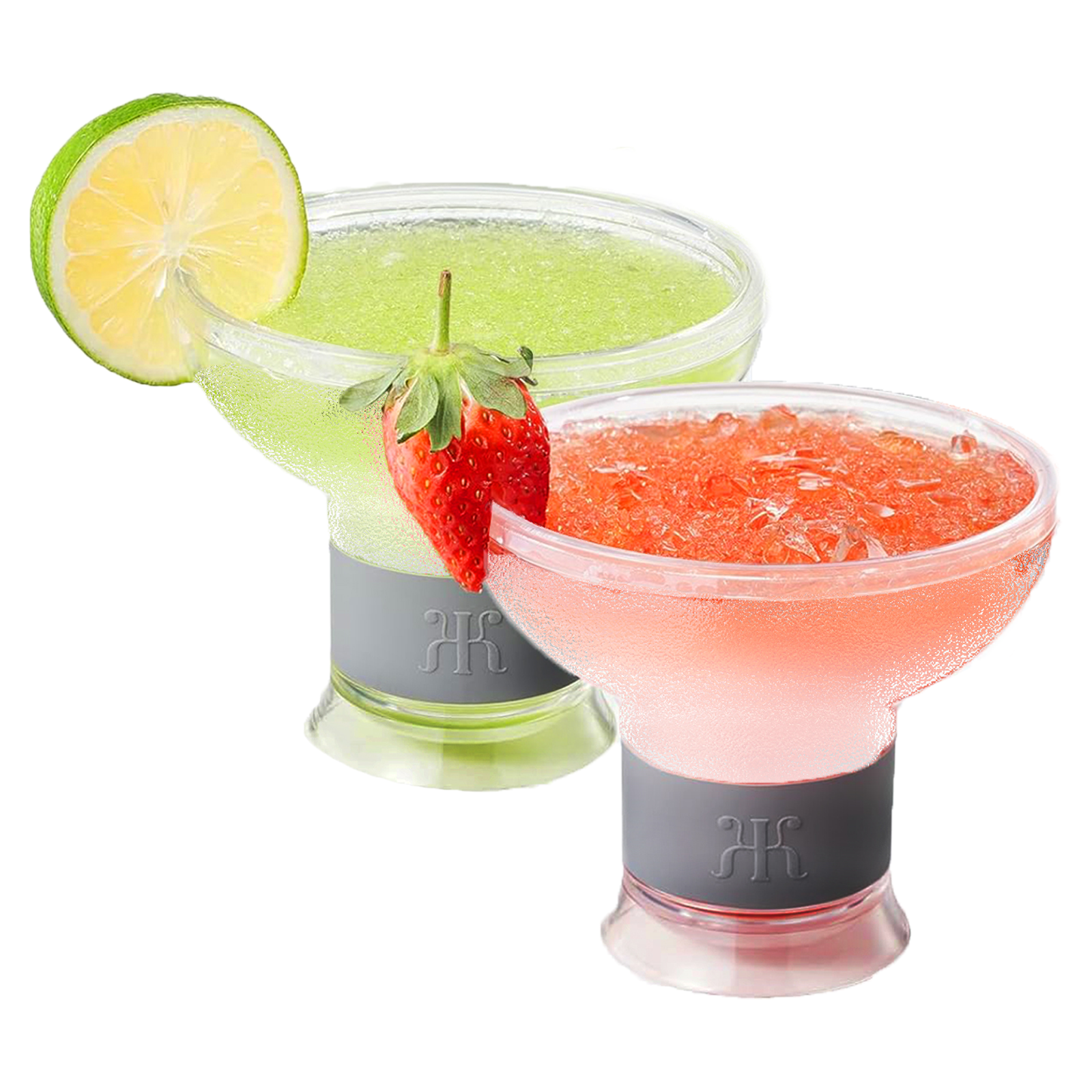 Khen Barcelona Frozen Margarita & Cocktail Chiller Glasses | Set of 2 | 12oz | Double-Wall | Acrylic - Niksstuff