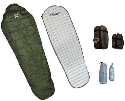 River Country Gear Self-Inflating Sleeping Pad Combo Set – Pad, 3-Season Sleeping Bag & Pillow