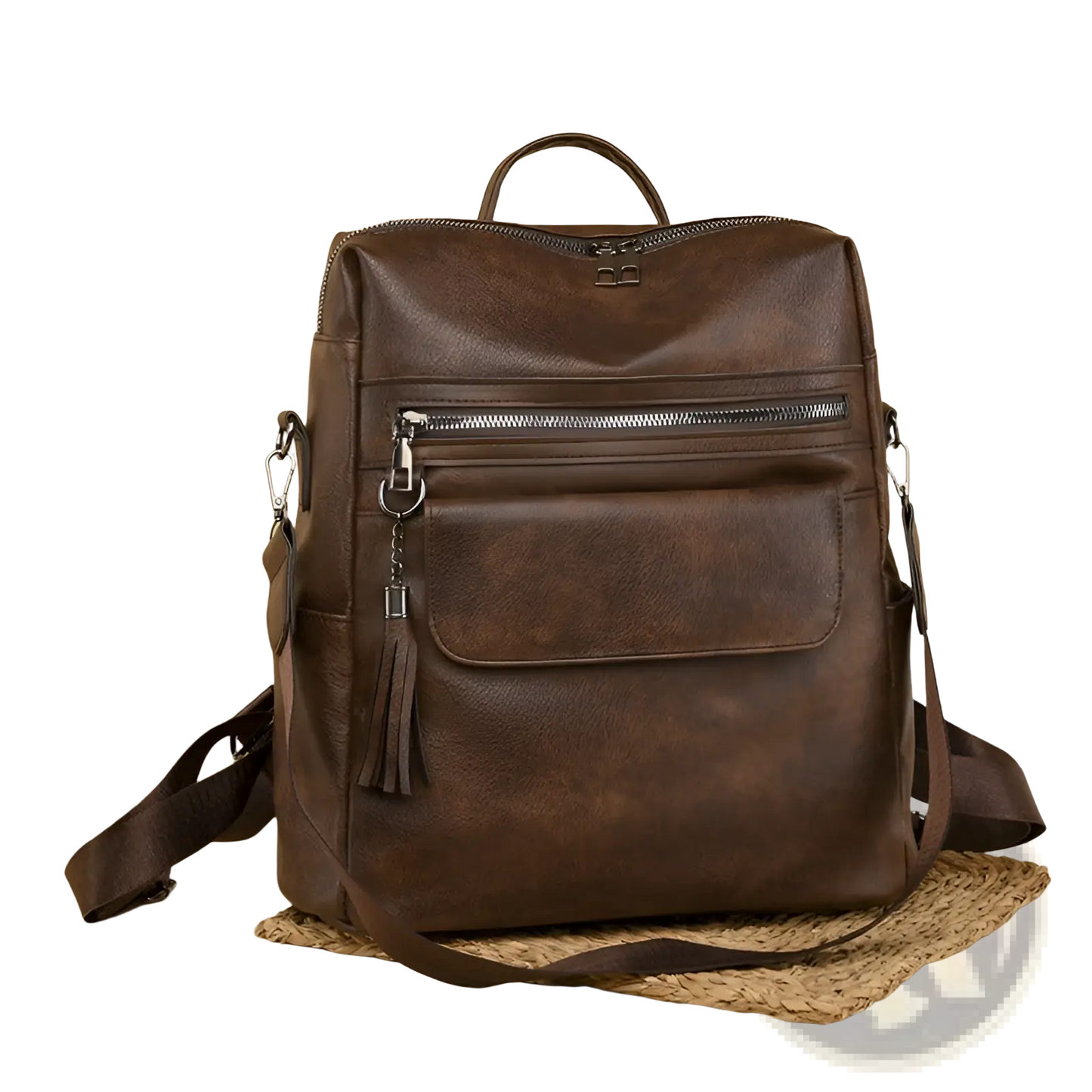 Faux Leather Vertical Backpack | PU Leather | 3 Colors | Zipper Closure | 34×16×35cm | ARBA Global - Niksstuff