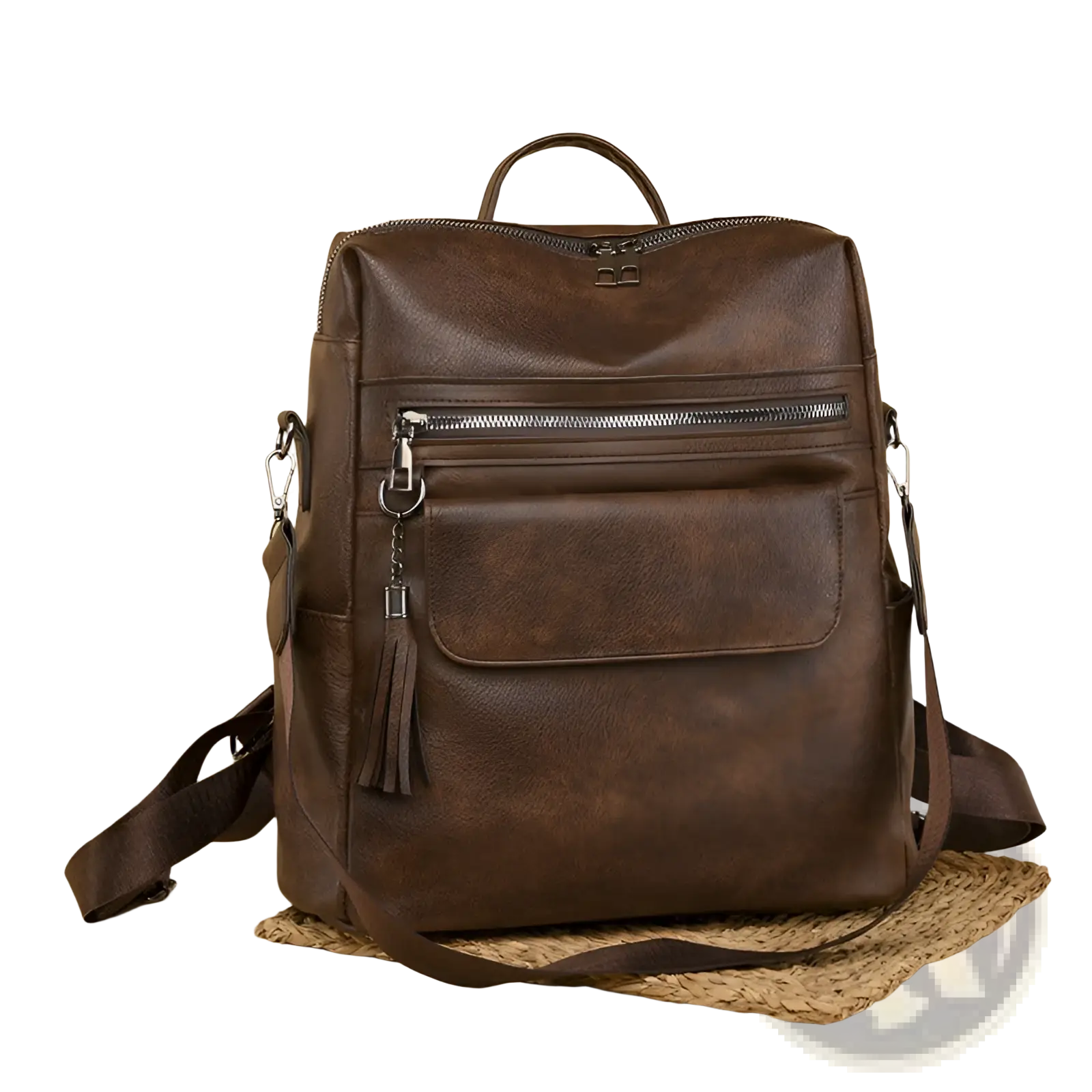 Faux Leather Vertical Backpack | PU Leather | 3 Colors | Zipper Closure | 34×16×35cm | ARBA Global - Niksstuff