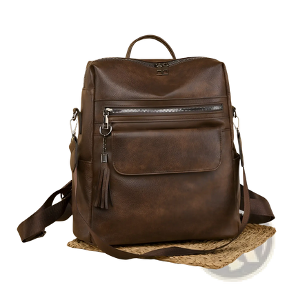 Faux Leather Vertical Backpack | PU Leather | 3 Colors | Zipper Closure | 34×16×35cm | ARBA Global - Niksstuff