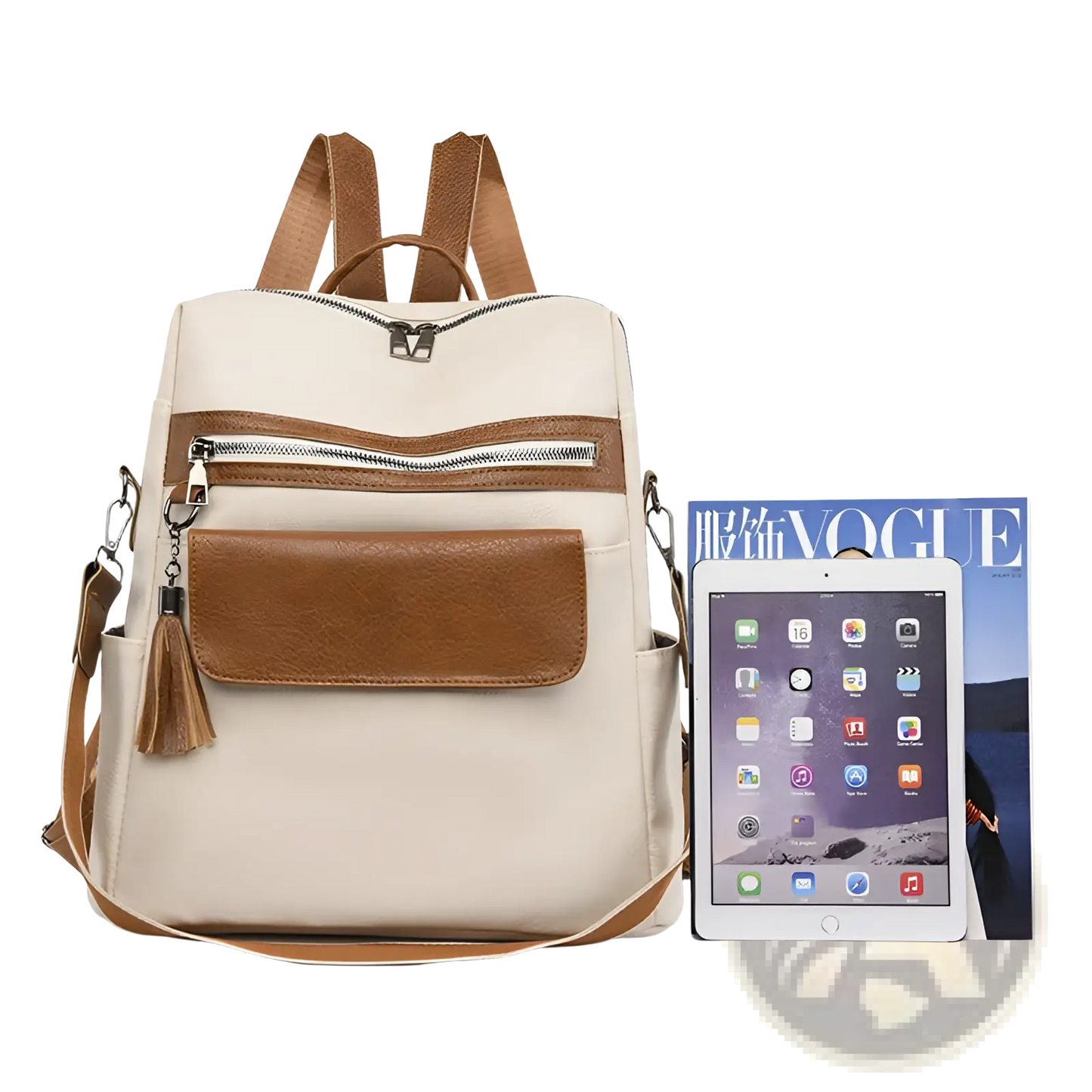 Faux Leather Vertical Backpack | PU Leather | 3 Colors | Zipper Closure | 34×16×35cm | ARBA Global - Niksstuff