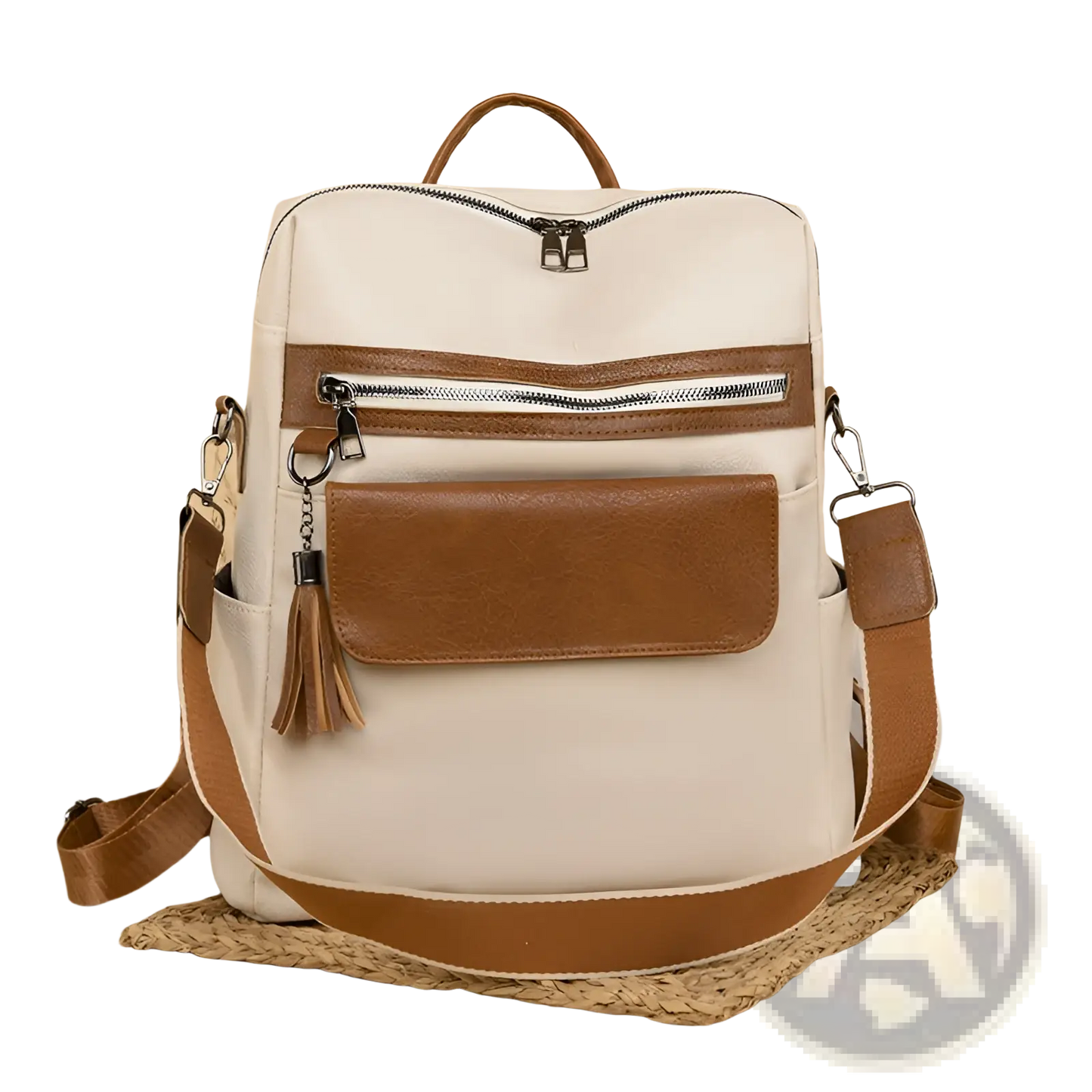 Faux Leather Vertical Backpack | PU Leather | 3 Colors | Zipper Closure | 34×16×35cm | ARBA Global - Niksstuff