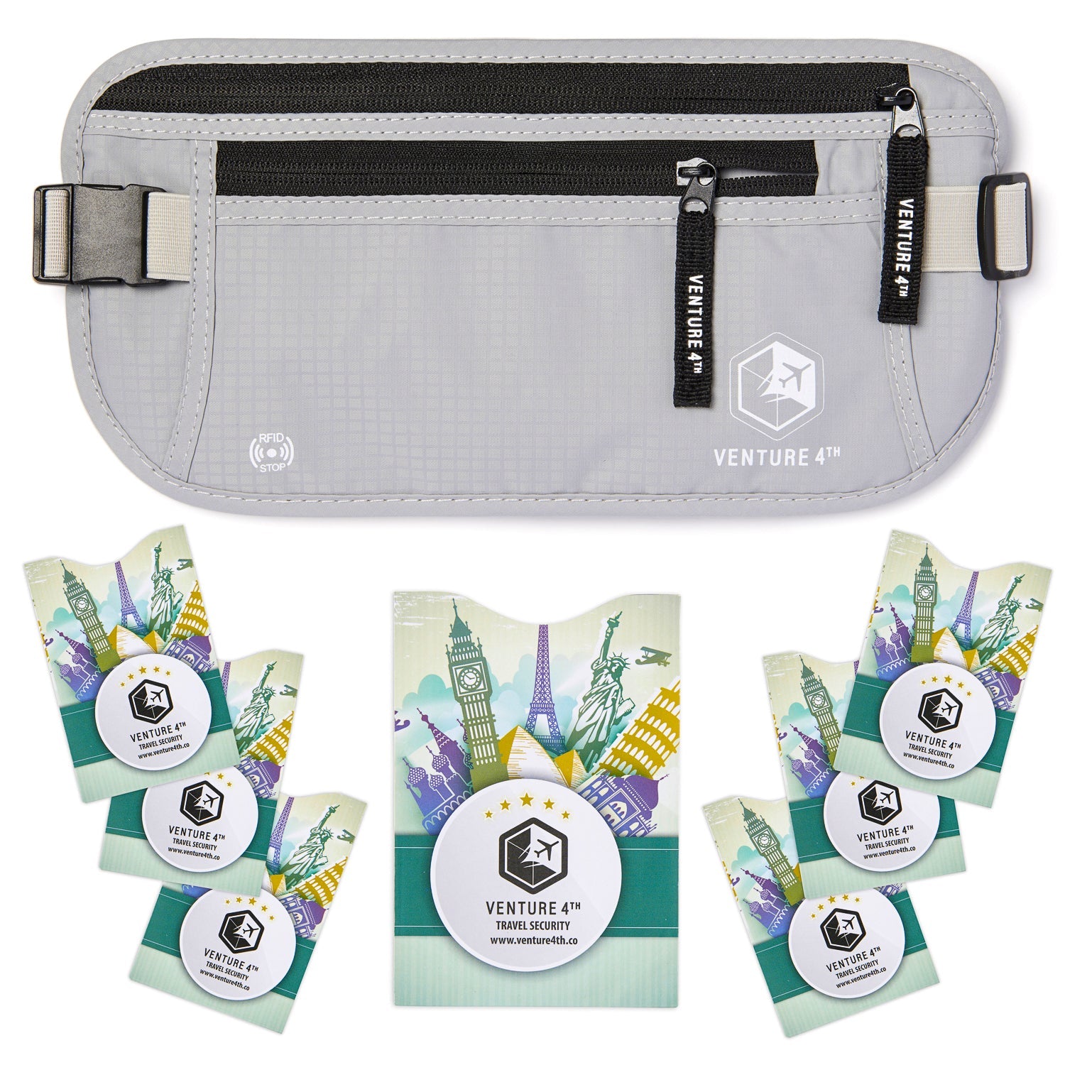 VENTURE 4TH Travel Money Belt with RFID Blocking | Fits Up to 56" Waist | 5 Colors - Niksstuff
