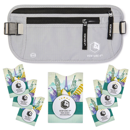 VENTURE 4TH Travel Money Belt with RFID Blocking | Fits Up to 56" Waist | 5 Colors - Niksstuff