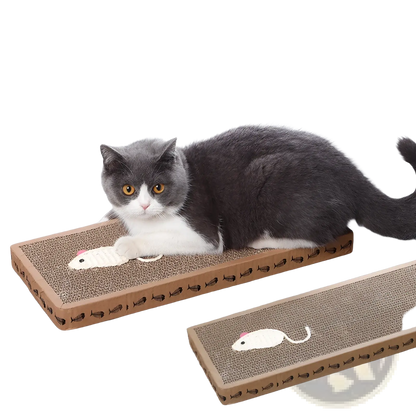 Sisal Cat Scratching Board with Plush Mouse Toys | Corrugated Cardboard | Small or Large