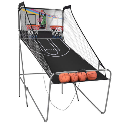 Double-Shot Electronic Basketball Arcade Game | 4 Balls | Dual Scoreboard | Multiple Game Modes | White or Gray