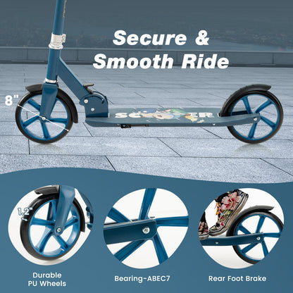 Folding Aluminum Scooter - Blue Adjustable