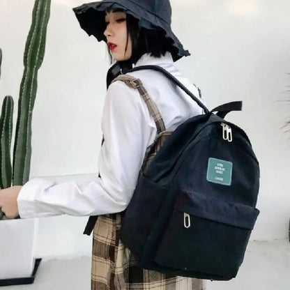 Women's Korean Corduroy Backpack | Pastel School & Travel Bag | 5 Colors | Large Capacity | ARBA Global - Niksstuff
