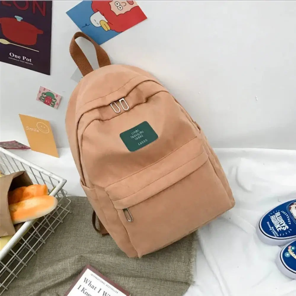 Women's Korean Corduroy Backpack | Pastel School & Travel Bag | 5 Colors | Large Capacity | ARBA Global - Niksstuff