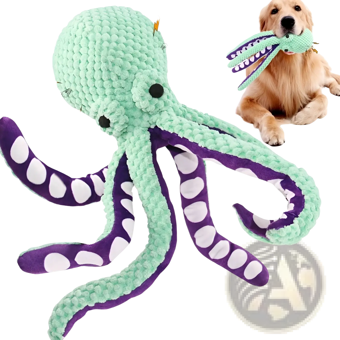 Squeaky Octopus Plush Pet Toy | Crocheted Textured Fabric | 3 Colors | 32cm | ARBA Global - Niksstuff