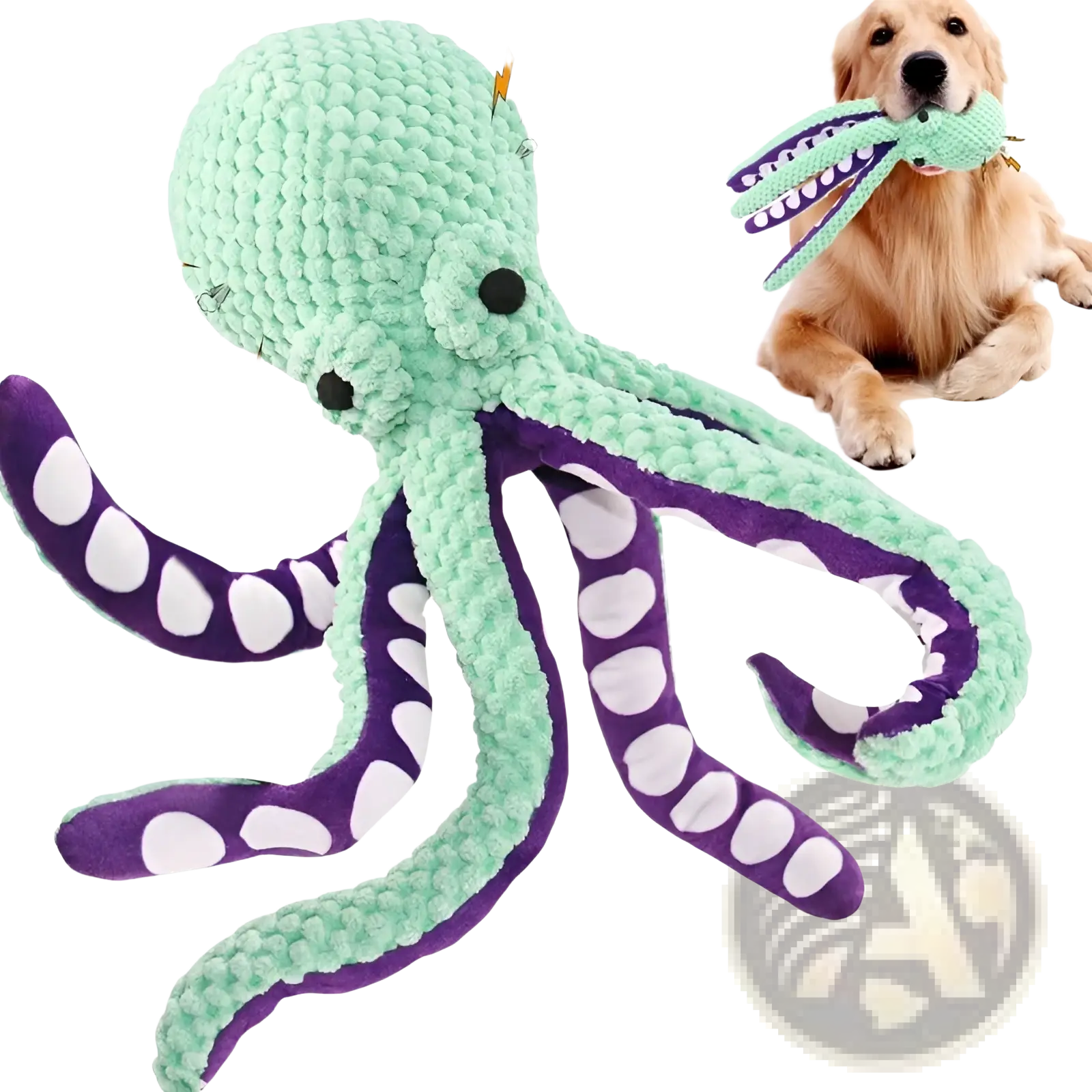 Squeaky Octopus Plush Pet Toy | Crocheted Textured Fabric | 3 Colors | 32cm | ARBA Global - Niksstuff