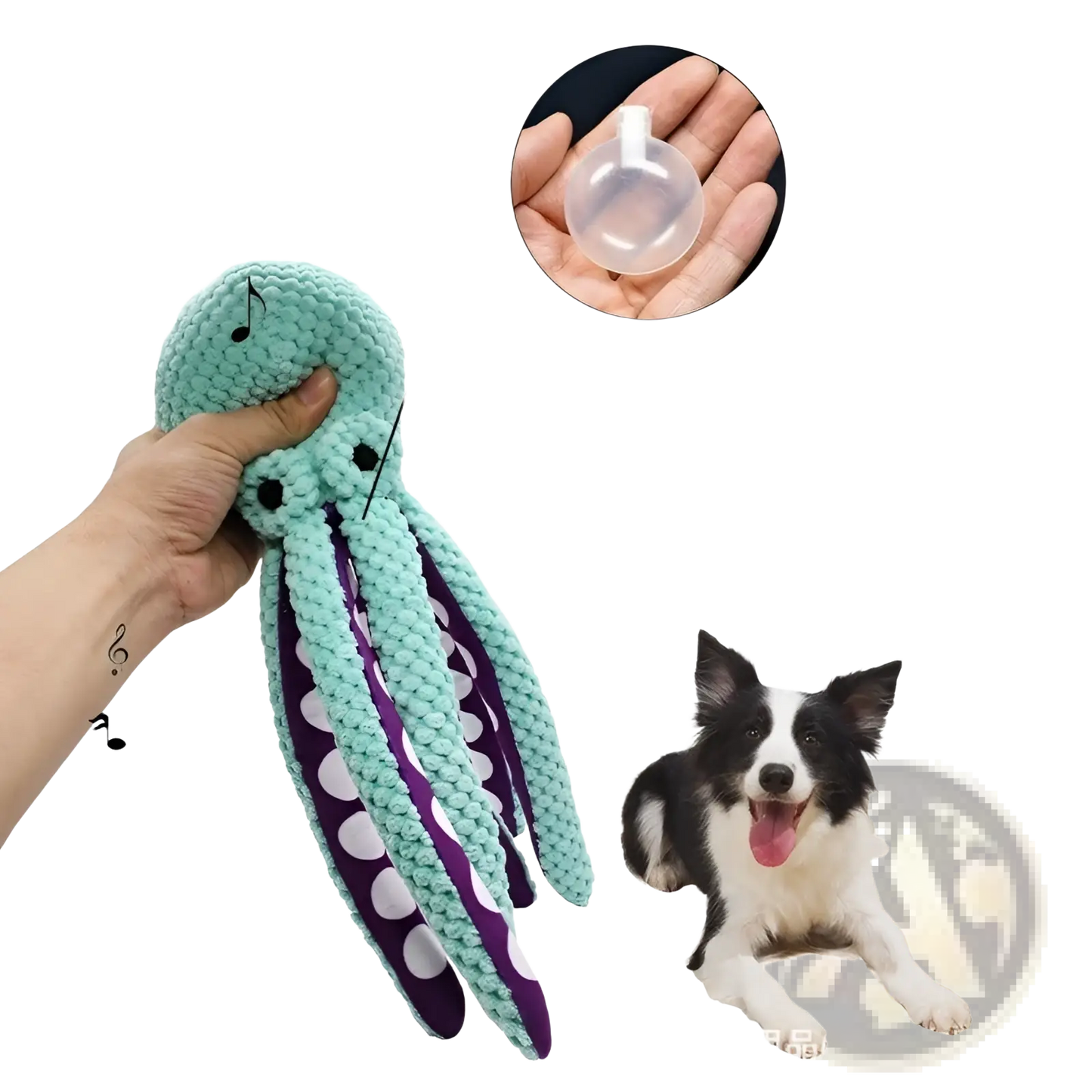 Squeaky Octopus Plush Pet Toy | Crocheted Textured Fabric | 3 Colors | 32cm | ARBA Global - Niksstuff