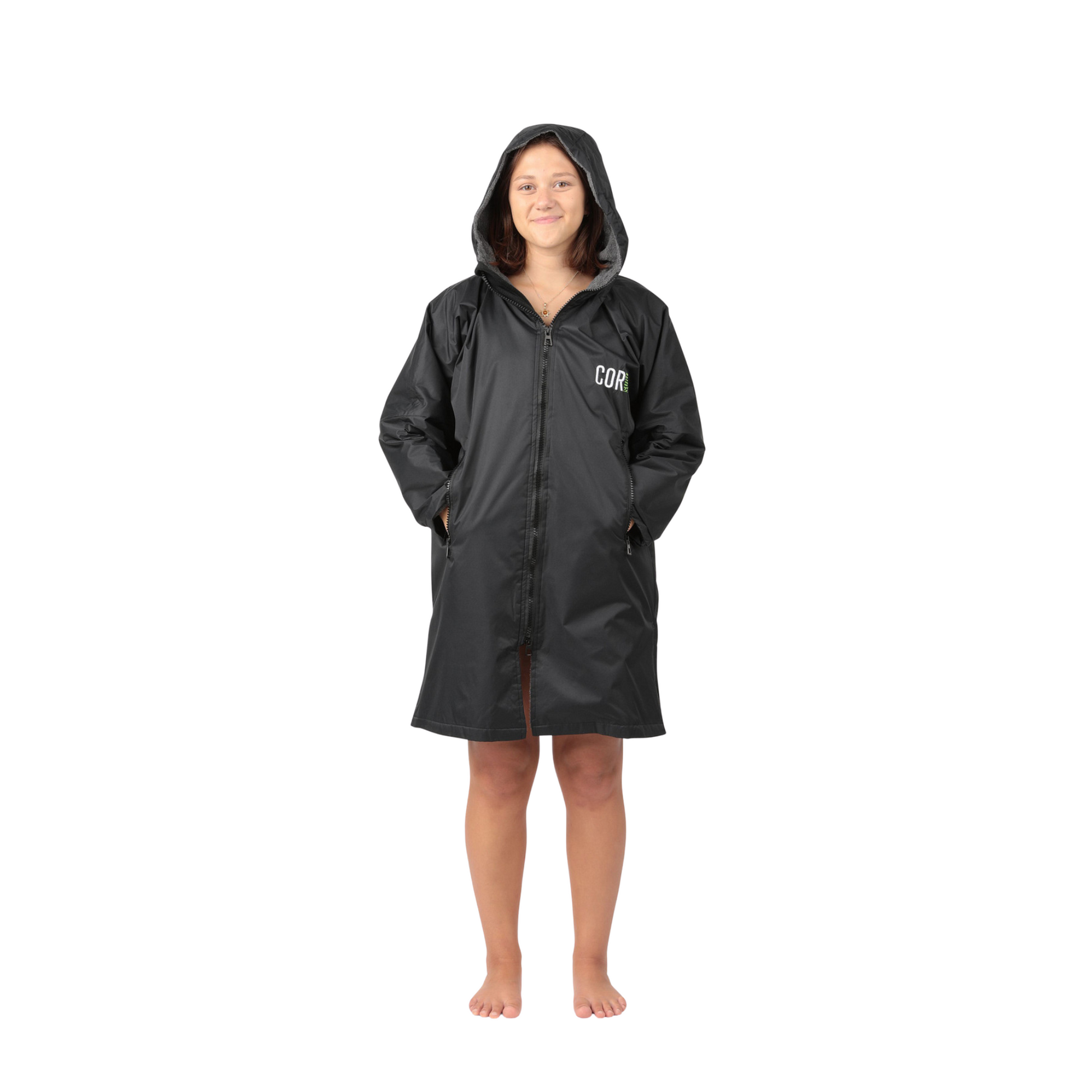 Waterproof Swim Parka Black | Terry Towel Lining | XS–XL | COR Surf - Niksstuff