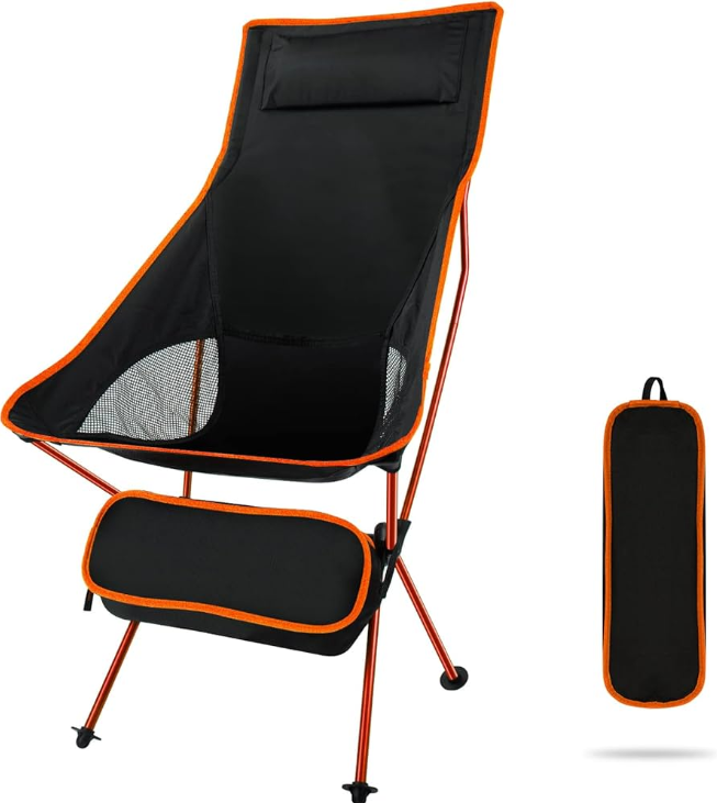 River Country Gear Ultralight Tall-Back Camping Chair – 2 lbs 8 oz, Folds to 17"x5"x6"