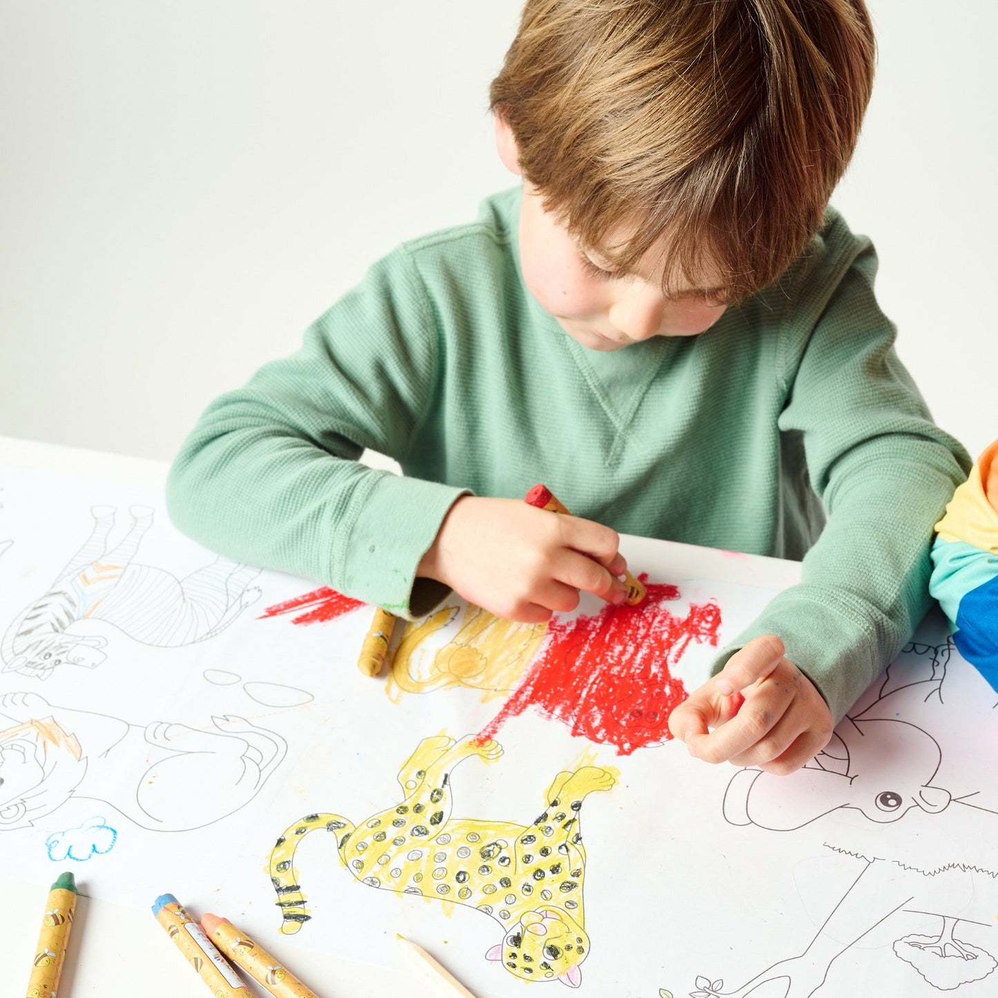 Creative Coloring Bundle for Kids – Ocean & Jungle Scrolls, XL Beeswax Crayons, Solar Art Pad & Colored Pencils