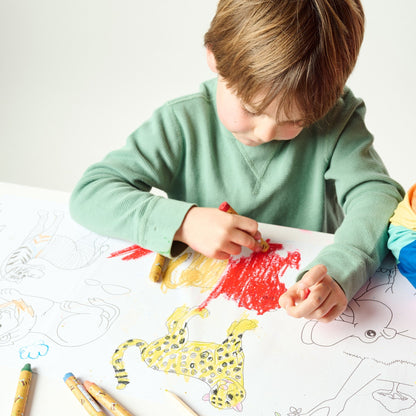 Creative Coloring Bundle for Kids – Ocean & Jungle Scrolls, XL Beeswax Crayons, Solar Art Pad & Colored Pencils