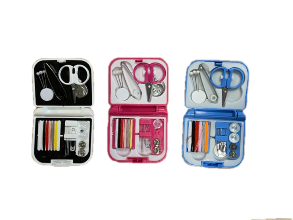 River Country Gear Travel Sewing Kit – Needles, Threads, Scissors & More | Blue, White, Pink