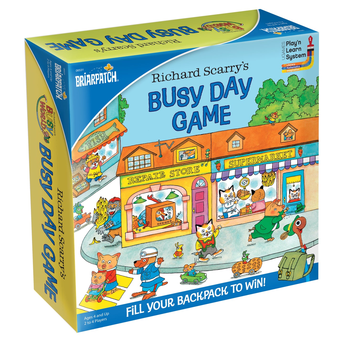 Richard Scarry's Busy Day Game | 3D Pop-Up Busytown | Jumbo Foam Die | 2–4 Players | Ages 4+