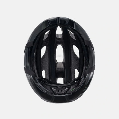 Bike helmet inner shell in black with ventilation channels and central ridge