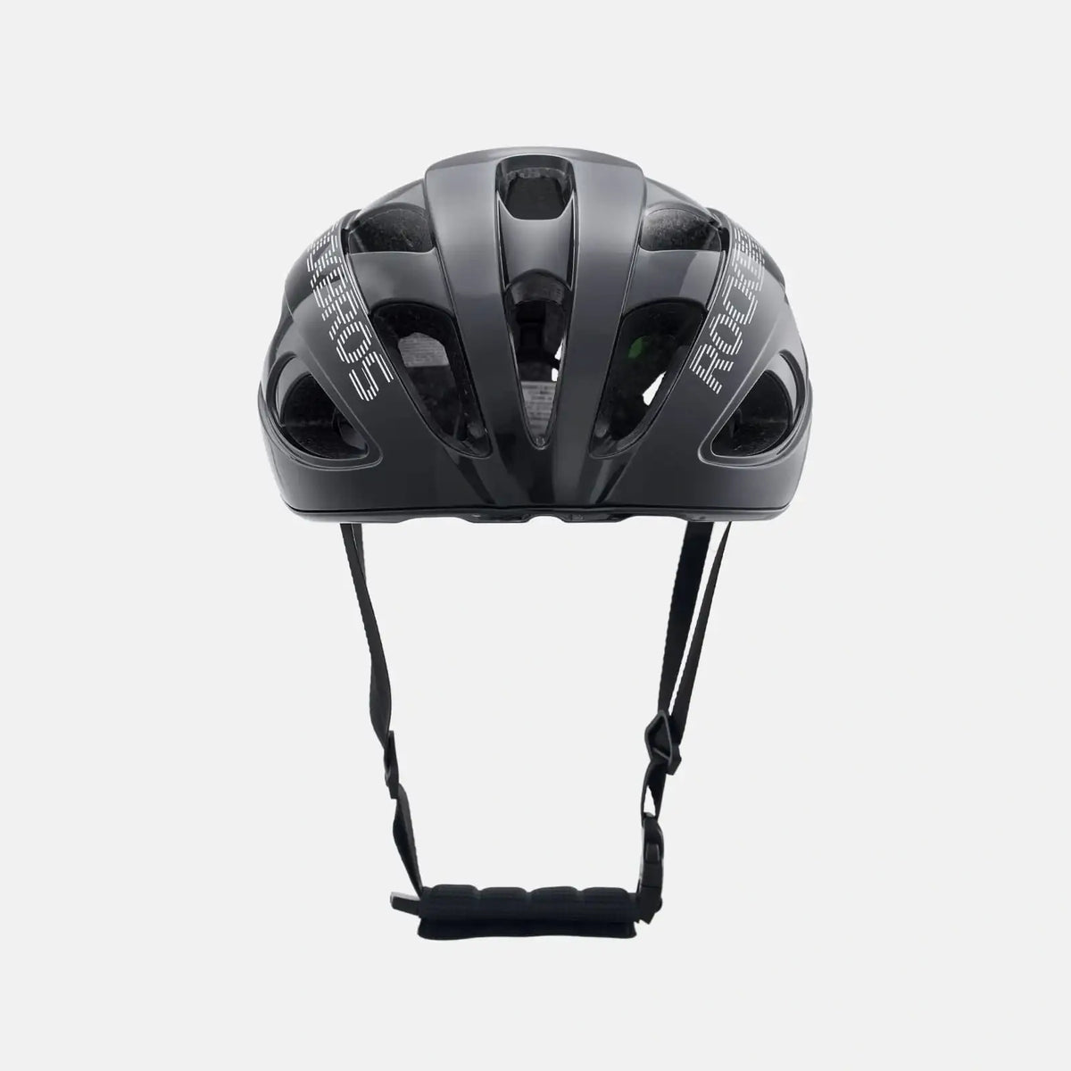 ROCKBROS lightweight bike helmet in black, rear top view with vent openings