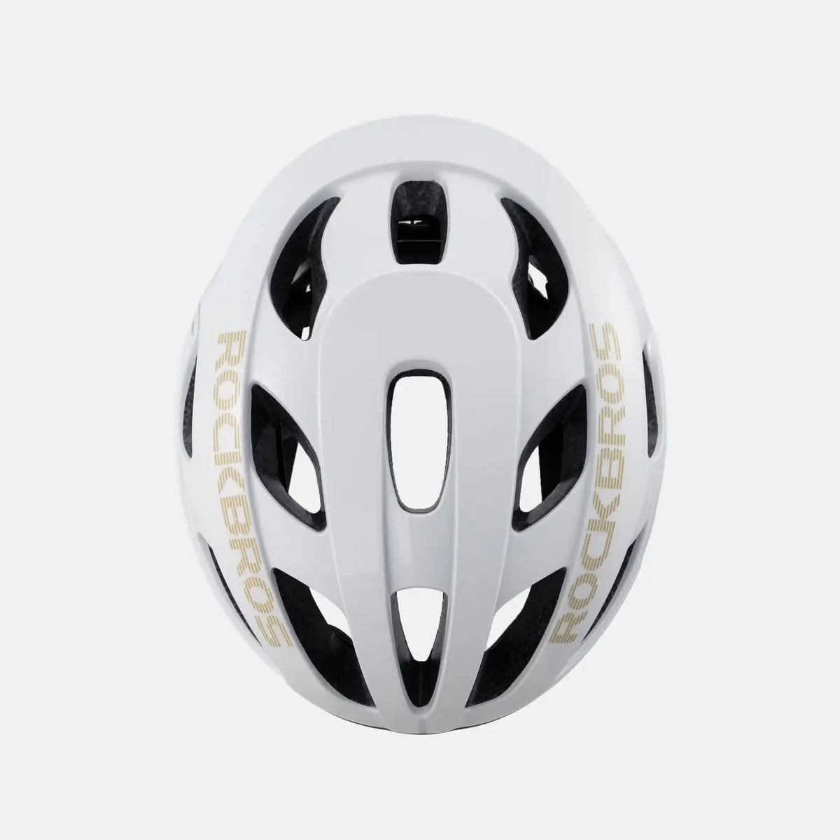 Lightweight bike helmet in glossy white with rear vent channels and oval ventilation slots