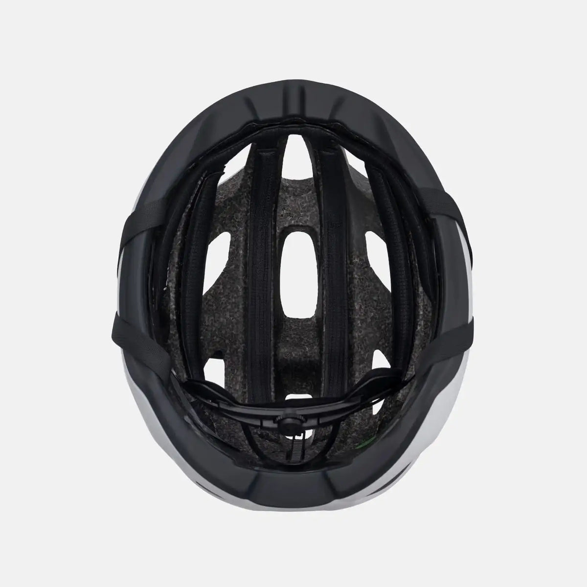 Lightweight bike helmet, matte black shell with inner padding and adjustable straps.