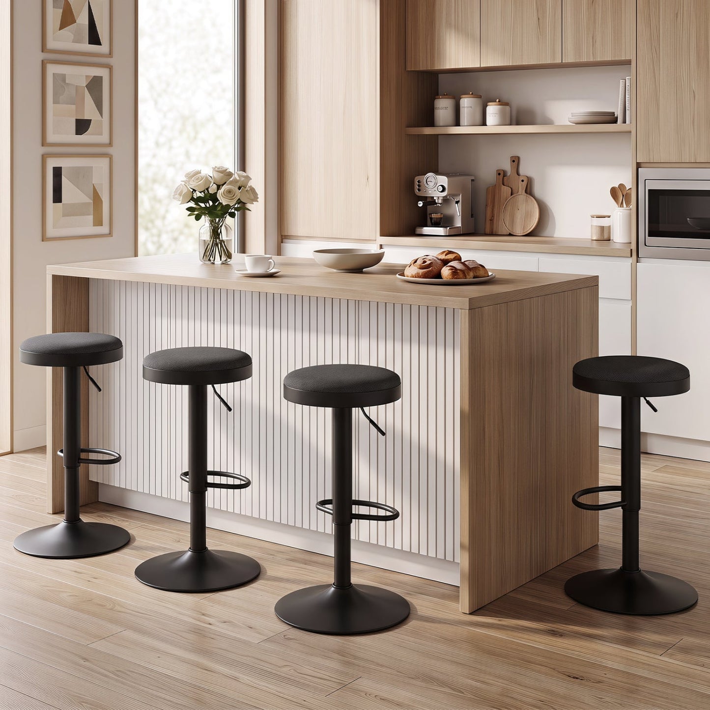 Adjustable Swivel Bar Stools | Set of 2 | 360° Swivel | 23.5–32" Height | 330 lb Each | 4 Colors