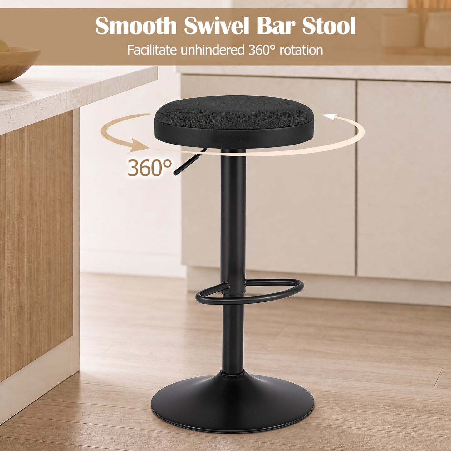 Adjustable Swivel Bar Stools | Set of 2 | 360° Swivel | 23.5–32" Height | 330 lb Each | 4 Colors