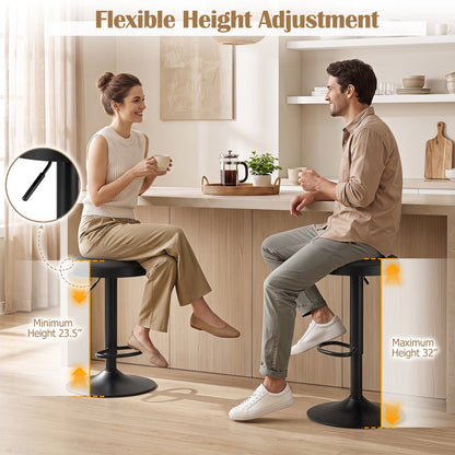 Adjustable Swivel Bar Stools | Set of 2 | 360° Swivel | 23.5–32" Height | 330 lb Each | 4 Colors